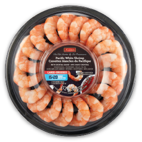FRESH ATLANTIC SALMON FILLETS OR IRRESISTIBLES PACIFIC WHITE COOKED SHRIMP RING