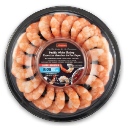 IRRESISTIBLES PACIFIC WHITE COOKED SHRIMP RING 312 g COCONUT SHRIMP WITH SAUCE OR HERB AND GARLIC BUTTERFLY SHRIMP