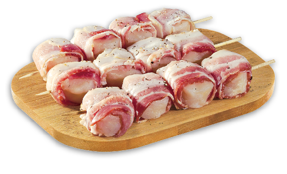 BACON-WRAPPED SCALLOP MEDALLION SKEWERS